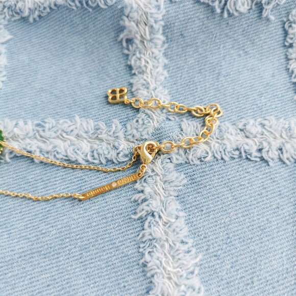 Alicia Bonnie Kelly Gold Green Cat's Eye Necklace Trendy Jewelry - Picture 3 of 3